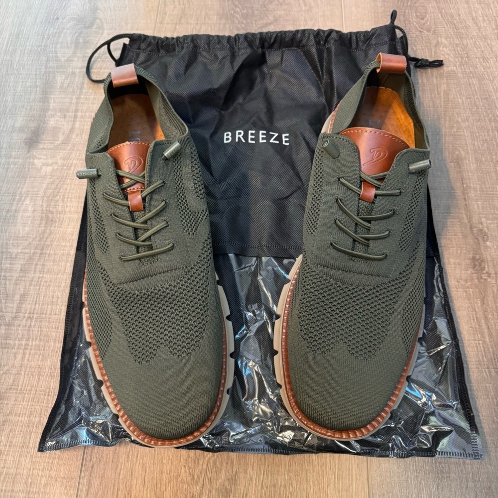 Men’s sz 14 Breeze Leisure shoes NEW! In an Olive color, breathable knit fabric